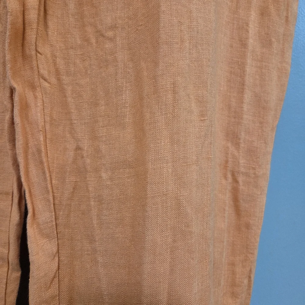 Flax 100% Linen Womens Pants Sunkist Orange Size‎ Large Flowy Coastal Beach